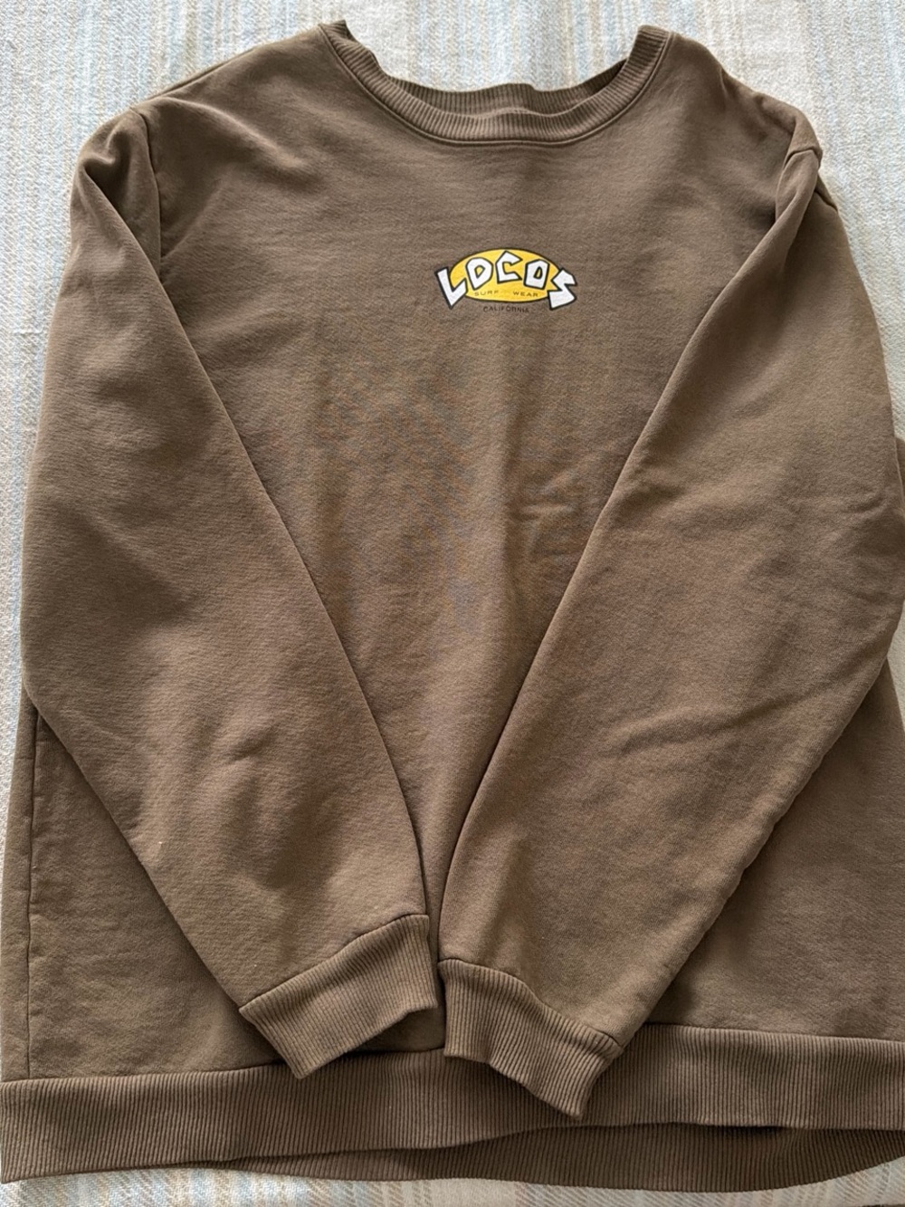 Men's Brown Crewneck Sweatshirt with Small Front Graphic